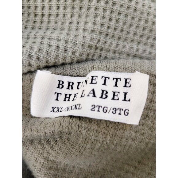 Brunette the Label green waffle knit zip up hoodie. Size 2XL - 3XL - Picture 5 of 5